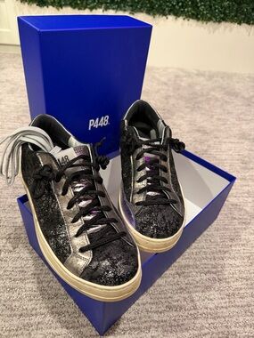 P448 Black and Silver Low-Top Sneakers - size 37